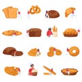 Baking Bread Icons Set