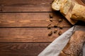 Baking bread ingredients on wooden table background top view mockup Royalty Free Stock Photo