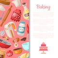 Baking cartoon tools, food seamless pattern. Kitchen utensils. Cooking vector illustration. Baking ingredients set sugar Royalty Free Stock Photo