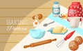 Baking cartoon tools and food seamless pattern. Kitchen utensils. Cooking vector illustration. Baking ingredients Royalty Free Stock Photo