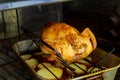 baking chicken and potatoes in the oven Royalty Free Stock Photo