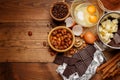 Baking chocolate cake in rural or rustic kitchen. Royalty Free Stock Photo