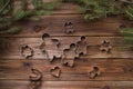 Baking Christmas cookies. Bakeware. On a wooden background