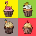 Baking collection. Cupcakes on a bright background for the holiday. - Vector