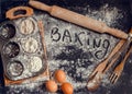 Baking concept on dark background Royalty Free Stock Photo