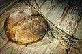 Baking,cooking, loaf of bread , bunch, wheat spikes Royalty Free Stock Photo