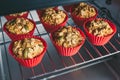 Baking cupcakes. Cooking process of muffins Royalty Free Stock Photo