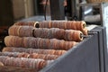 Baking of czech trdelnik