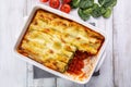 Baking Dish with Spinach & Ricotta Cannelloni Royalty Free Stock Photo