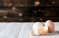 Baking egg on white wood brown back ground