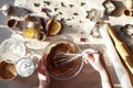 Baking festive cookies. Homemade bakery, culinary. Girl s hands