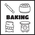 Baking food ingredients and kitchen tools