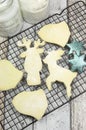 Baking homemade Christmas shortbread cookie biscuits preparation