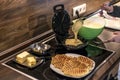 Baking Homemade waffles cooked in a waffle iron Royalty Free Stock Photo