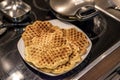 Baking Homemade waffles cooked in a waffle iron Royalty Free Stock Photo