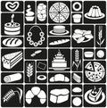 Baking icons on black Royalty Free Stock Photo