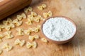 Baking ingedients. Flour and pasta Royalty Free Stock Photo