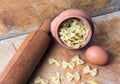 Baking ingedients. pasta on table Royalty Free Stock Photo