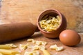 Baking ingedients. pasta on table Royalty Free Stock Photo