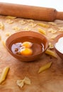 Baking ingedients. pasta on table Royalty Free Stock Photo