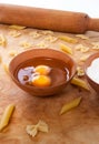 Baking ingedients. pasta on table Royalty Free Stock Photo