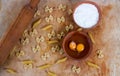 Baking ingedients. pasta on table Royalty Free Stock Photo