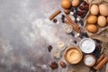 Baking Ingredients Assortment on Marble Background