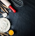 Baking ingredients on a black Royalty Free Stock Photo