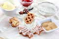 Baking ingredients for cookies and gingerbread Royalty Free Stock Photo