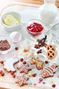 Baking ingredients for cookies or gingerbread Royalty Free Stock Photo