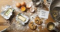 Baking Ingredients and Cookies on Table Royalty Free Stock Photo
