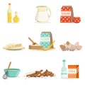 Baking Ingredients And Kitchen Tools And Utensils Collection Of Realistic Cartoon Vector Illustrations With Cooking