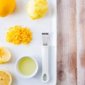 Baking ingredients for a lemon cake - whole lemon and lemon rind