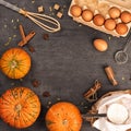 Baking ingredients for pumpkin pie or cookies