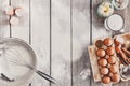 Baking ingredients on rustic wood background Royalty Free Stock Photo