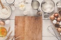 Baking ingredients on rustic wood background Royalty Free Stock Photo