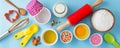 Baking ingredients and tools Royalty Free Stock Photo