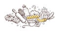 Baking Ingredients & Tools Doodle, vector design Generative AI Royalty Free Stock Photo