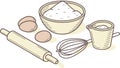 Baking Ingredients & Tools Preparation, vector design Generative AI Royalty Free Stock Photo