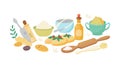 Baking Ingredients & Utensils Flat Lay, vector design Generative AI Royalty Free Stock Photo