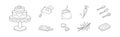 Baking Kitchen Object and Item Doodle Line Vector Set