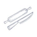 Baking Kitchen Tool Icon  with hand drawn sketch style Royalty Free Stock Photo