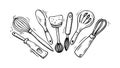 Baking & Mixing Utensils Set Sketch, vector design Generative AI Royalty Free Stock Photo