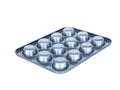 Baking muffins tray 12th hole. non-stick coating. isolated on wh