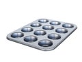 Baking muffins tray 12th hole. non-stick coating. isolated on wh