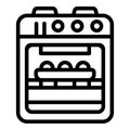 Baking oven appliance icon outline vector. Bakeware cupcake