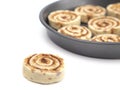 Pan Full of Unbaked Cinnamon Roll Dough Ready to be Cooked