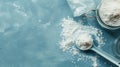Baking Preparation with Flour on Blue Surface Royalty Free Stock Photo