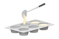 Baking Process with Liquid Dough Pouring in ake Pan Vector Illustration