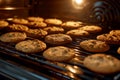 baking rack suspending freshly baked cookies in the oven, created with generative ai Royalty Free Stock Photo